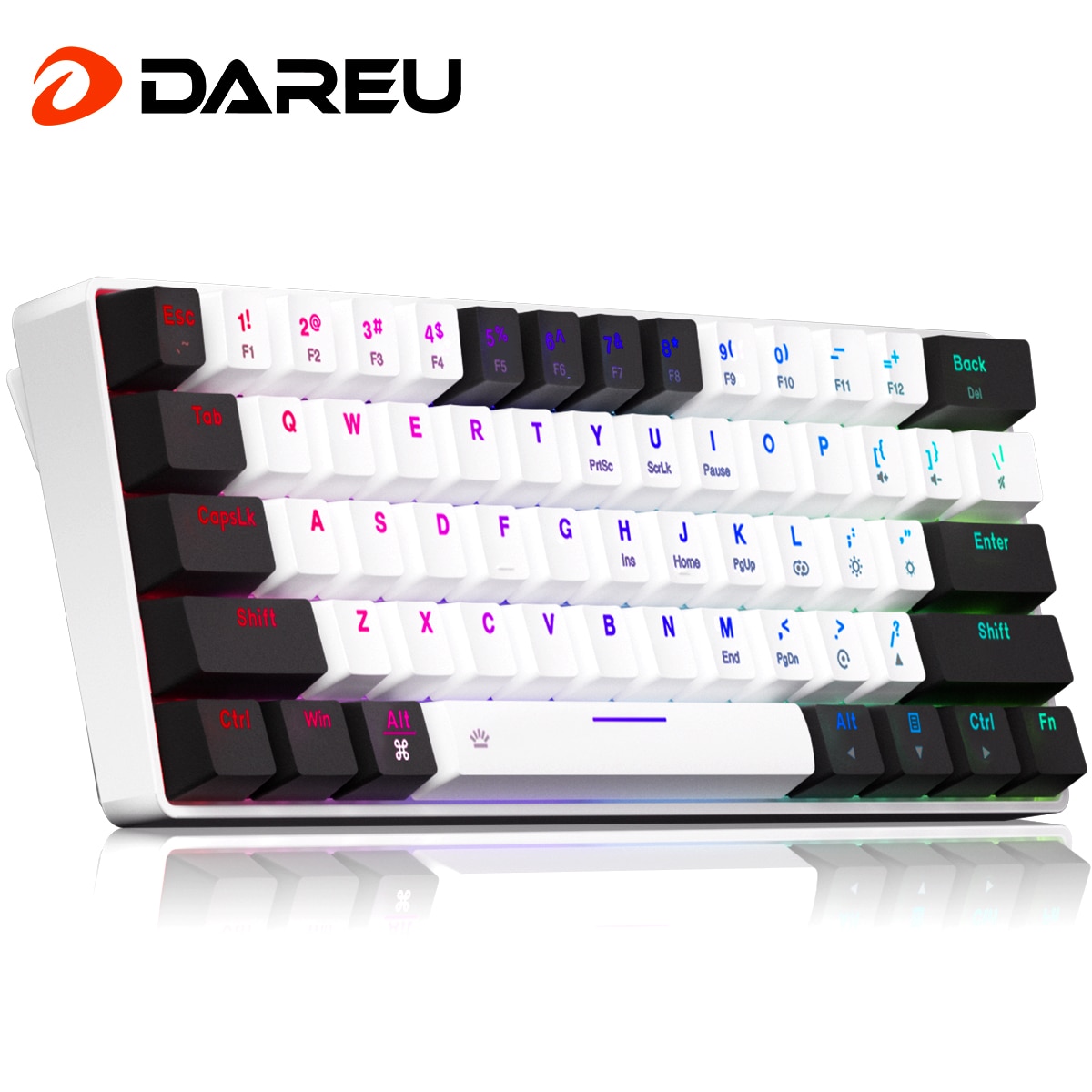 DAREU EK861S RGB Wired Mechanical Keyboard 61 Keys Red Switches ABS Keycaps N-key RolloverMagnetic Feet
